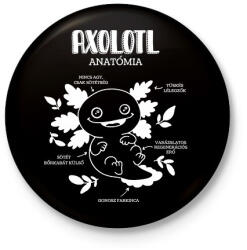 printfashion Axolotl anatómia - Kitűző, hűtőmágnes - Fekete (10874255)