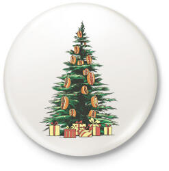 printfashion Karácsonyfa hotdoggal - Kitűző, hűtőmágnes - Fehér (14607482)