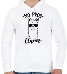 printfashion No Probllama - Férfi kapucnis pulóver - Fehér (1113586)