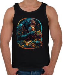 printfashion Csimpánz gyümölcsöt eszik - Férfi atléta - Fekete (12600806)