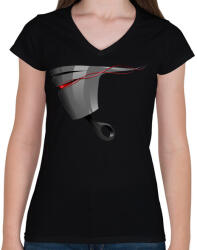 printfashion Piston - Női V-nyakú póló - Fekete (858133)
