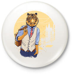 printfashion Tigris a váosban - Kitűző, hűtőmágnes - Fehér (3074198)