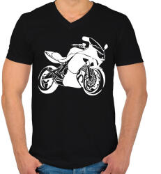 printfashion er6f-fehér - Férfi V-nyakú póló - Fekete (2900378)