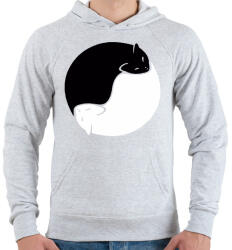 printfashion Cica yin yang - Férfi kapucnis pulóver - Sport szürke (210823)