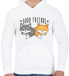 printfashion Cica barátok - Férfi kapucnis pulóver - Fehér (4789648)