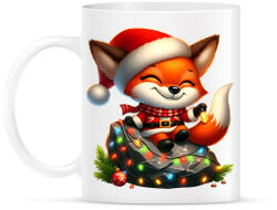 printfashion Cuki karácsonyi róka - Bögre - Fehér (15231227)