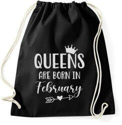 printfashion QUEENS are born in February - Sportzsák, Tornazsák - Fekete (5498224)