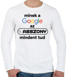 printfashion Minek a google az asszony mindent tud - Férfi hosszú ujjú póló - Fehér (16391445)
