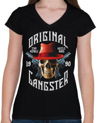 printfashion Igazi gengszter 1990 - Női V-nyakú póló - Fekete (5409884)