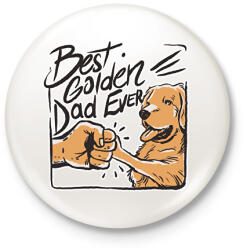 printfashion Best Golden Dad Ever - Kitűző, hűtőmágnes - Fehér (11909031)