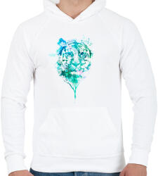 printfashion Tiger tree - Férfi kapucnis pulóver - Fehér (239499)