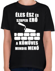 printfashion menő kőműves - Gyerek póló - Fekete (1631733)