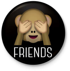 printfashion Best Friends - Monkey 2 - Kitűző, hűtőmágnes - Fekete (3094115)