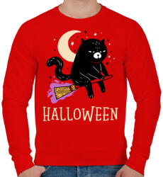 printfashion Halloween cat - Férfi pulóver - Piros (9525757)