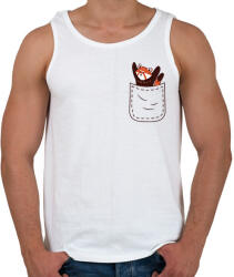 printfashion Vörös panda zsebben - Férfi atléta - Fehér (13328203)