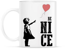 printfashion Be nice - Banksy graffiti - Bögre - Fehér (7100560)