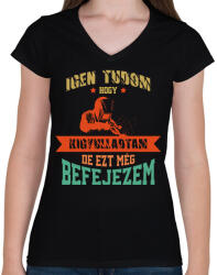 printfashion Ezt még befejezem - Női V-nyakú póló - Fekete (13727530)