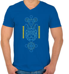 printfashion french bulldog joga - Férfi V-nyakú póló - Királykék (5360881)