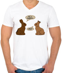 printfashion Csokinyulak - fáj a seggem - Férfi V-nyakú póló - Fehér (4102215)
