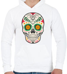 printfashion Színes halálfej - Férfi kapucnis pulóver - Fehér (1037926)