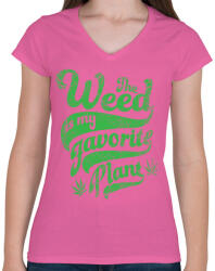 printfashion Kedvenc gyomom - Női V-nyakú póló - Rózsaszín (204906)