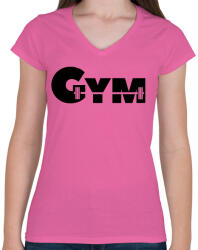 printfashion GYM - Női V-nyakú póló - Rózsaszín (269699)