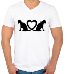 printfashion Cica imádat - Férfi V-nyakú póló - Fehér (328821)
