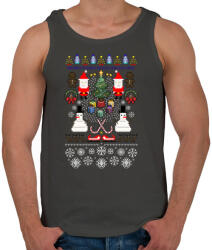 printfashion Pixel Karácsony - Férfi atléta - Sötétszürke (61258)