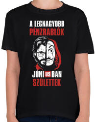 printfashion A legnagyobb pénzrablók júniusban születtek - Gyerek póló - Fekete (4679518)