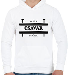 printfashion Majd a csavar behúzza - Férfi kapucnis pulóver - Fehér (6560448)