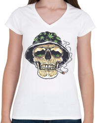 printfashion Ganjaman - Női V-nyakú póló - Fehér (2956776)