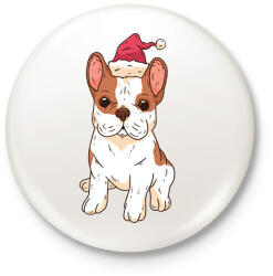 printfashion Bulldog karácsony - Kitűző, hűtőmágnes - Fehér (6385862)