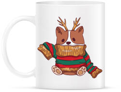 printfashion Karácsonyi pulcsis corgi - Bögre - Fehér (10142703)