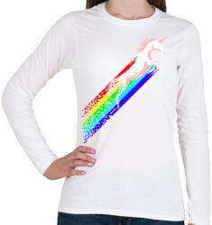 printfashion Pixel unicorn - Női hosszú ujjú póló - Fehér (231965)