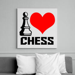printfashion I love chess - Vászonkép - Fehér (7333262)