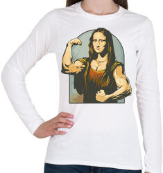 printfashion Mona Lisa kigyúrva - Női hosszú ujjú póló - Fehér (11512525)