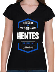 printfashion Hentes prémium minőség - Női V-nyakú póló - Fekete (1467267)