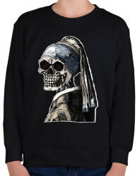 printfashion (Csontváz) Leány gyöngy fülbevalóval - Gyerek pulóver - Fekete (13510108)