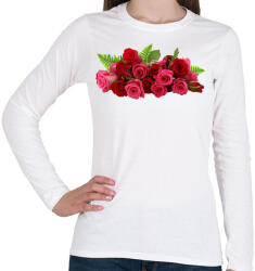 printfashion Rózsa - Női hosszú ujjú póló - Fehér (1016089)