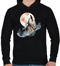 printfashion Farkas - Férfi kapucnis pulóver - Fekete (16519301)