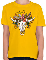 printfashion Wild Skull - Gyerek póló - Sárga (390181)
