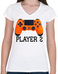 printfashion Player 2 PS4 páros póló - Női V-nyakú póló - Fehér (2190140)