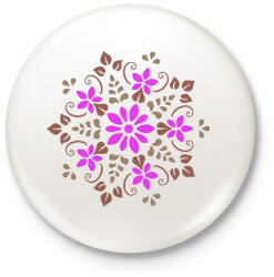 printfashion Tavaszi virágmandala - Kitűző, hűtőmágnes - Fehér (13396049)