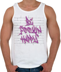 printfashion Be fookin happy - Férfi atléta - Fehér (7515289)