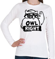 printfashion Owl right - Női hosszú ujjú póló - Fehér (4194342)