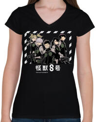 printfashion Kaiju no. 8 - Női V-nyakú póló - Fekete (15802164)