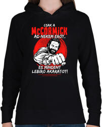printfashion Csak a mccormick ad nekem erőt - Női kapucnis pulóver - Fekete (7623885)