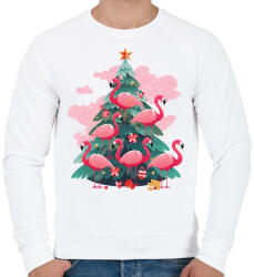 printfashion Flamingós karácsonyfa - Férfi pulóver - Fehér (14598046)