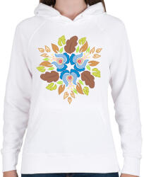 printfashion Népi motívumos mandala - Női kapucnis pulóver - Fehér (13535495)