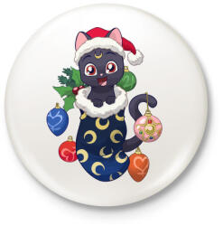 printfashion Cica Karácsony - Kitűző, hűtőmágnes - Fehér (3075936)